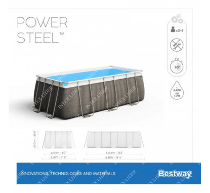 Прямоугольный каркасный бассейн Bestway 404х201х100см +фильтр-насос, лестница (56721)